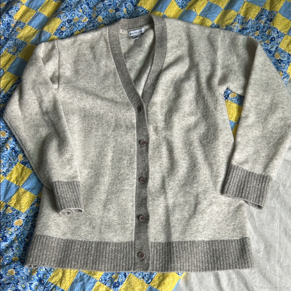 Athleta Merino wool color block button front cardigan size small